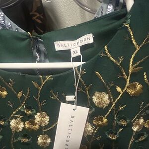 Baltic Born Emerald and Gold Embroidered Dress